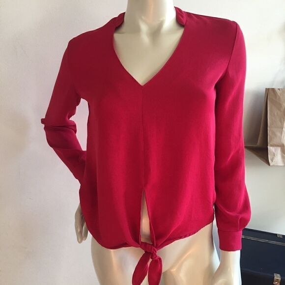 New York & Company Tops - Gabrielle Union Dark fushia Pink Chiffon knot tie